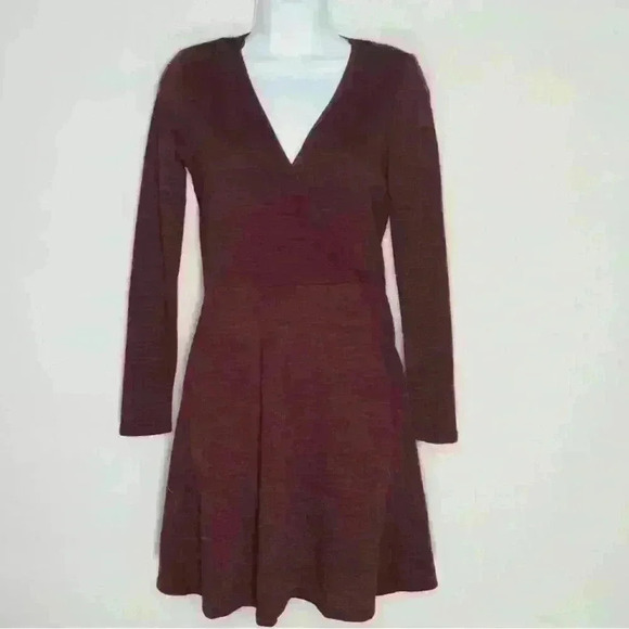 Candie's Faux Wrap Sweater Dress Small Burgundy - Picture 5 of 6